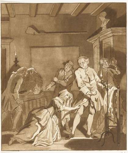 Ontdekking van een minnaar by Benjamin Martini, print, 1777-1780