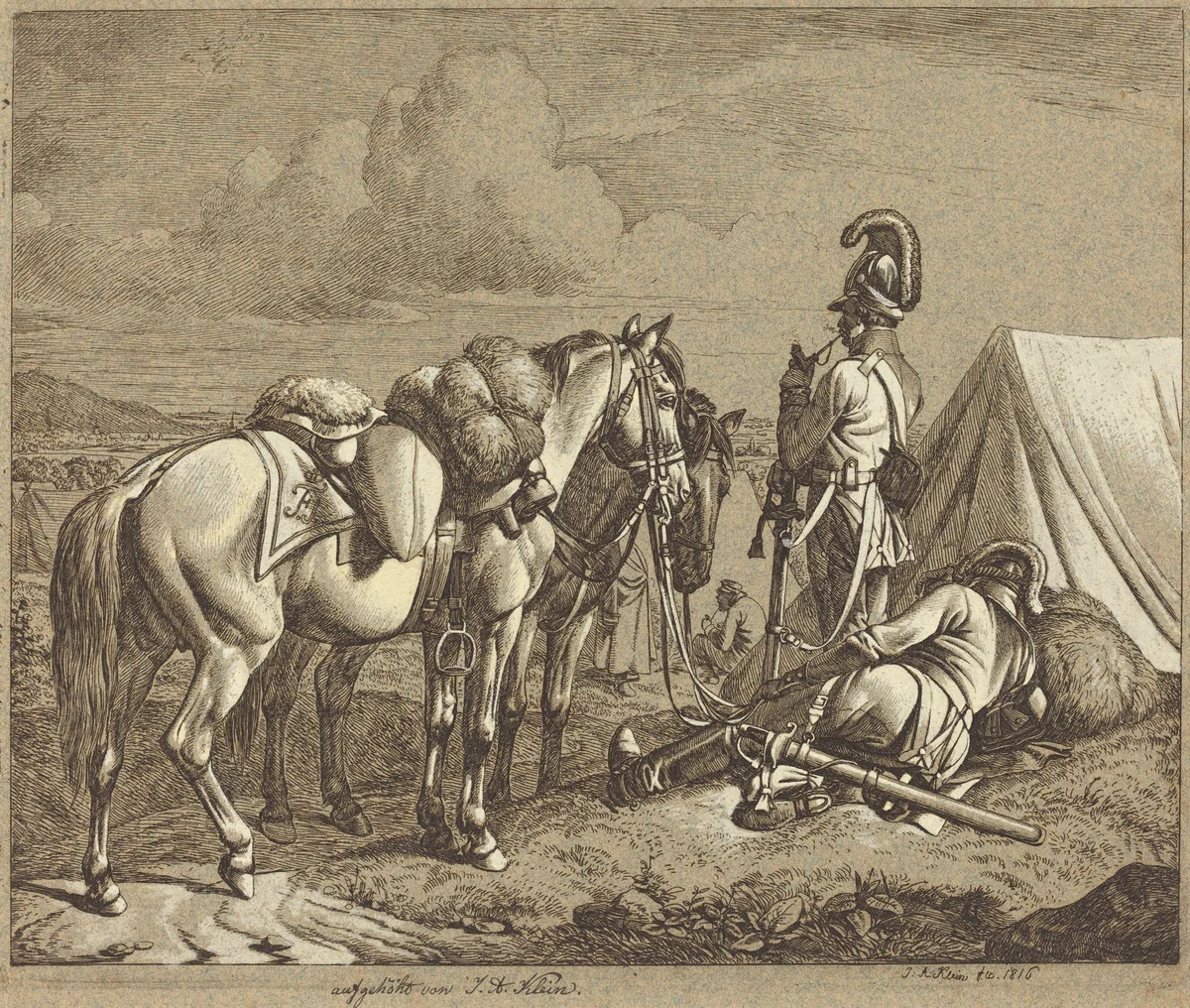 Austrian Dragoons by Johann Adam Klein, print, 1816