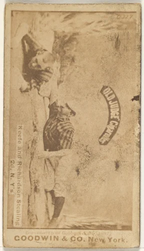 Keefe and Richardson Stealing 2nd Base, New York, from the Old Judge series (N172) for Old Judge Cigarettes by Goodwin & Company, photograph, 1887-1890