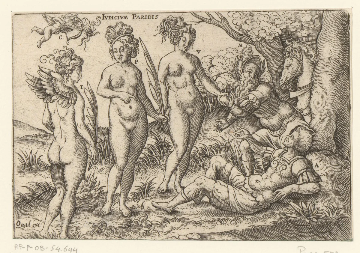 Oordeel van Paris by Unknown, print, 1524-1562