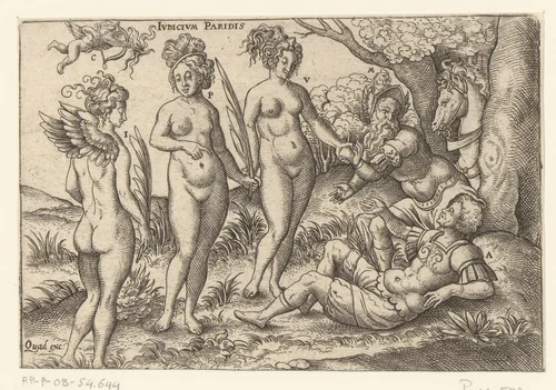 Oordeel van Paris by Unknown, print, 1524-1562