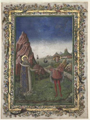 Single Leaf from a Missal: Two Male Saints by Unknown, manuscript, 1475-1500