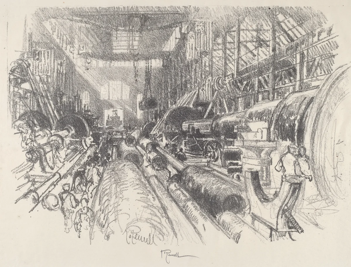 The Biggest Lathe in the World by Joseph Pennell, print, 1917