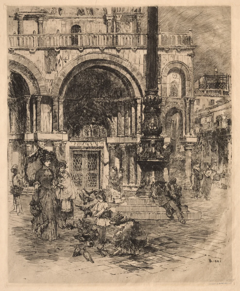 Piazza San Marco, Venice by Frank Duveneck, print, 1883