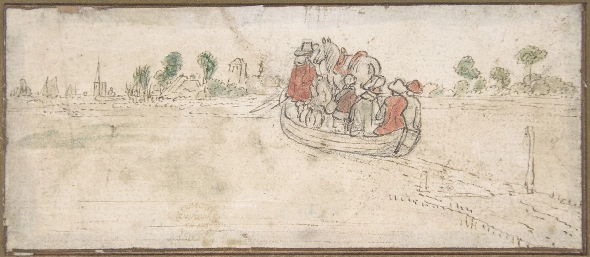 The Ferryboat by Hendrick Avercamp, drawing, 1600-1699
