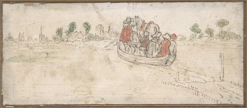 The Ferryboat by Hendrick Avercamp, drawing, 1600-1699