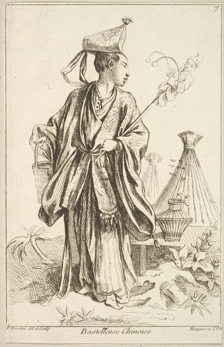 Chinese Performer by François Boucher, print, 1738-1745