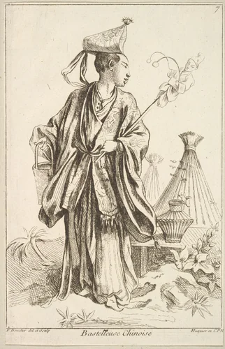 Chinese Performer by François Boucher, print, 1738-1745