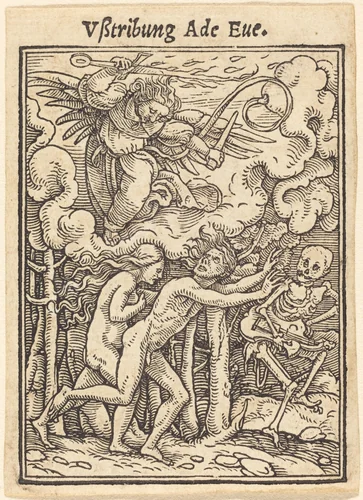 Vßtribung Ade Eue (Expulsion of Adam and Eve) by Hans Lützelburger, print, 1521-1531