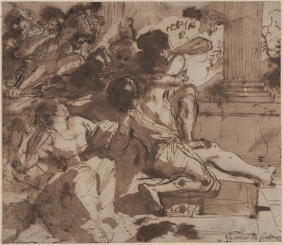 Samson Captured by the Philistines by Guercino, drawing, 1619