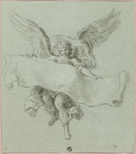 Angel with Scroll by Sebastiano Conca, drawing, 1700-1764