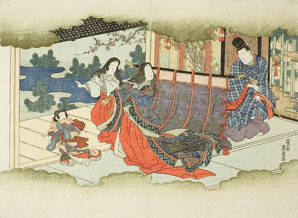Fleeing from the Samurai by Keisai Eisen (渓斎英泉), print, 1801-1848