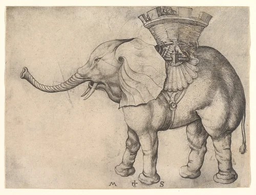 The Elephant by Martin Schongauer, print, 1470-1491