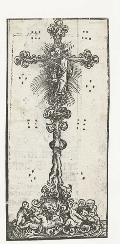 Kruis met Maria met kind by Lucas Cranach, print, 1509-1549