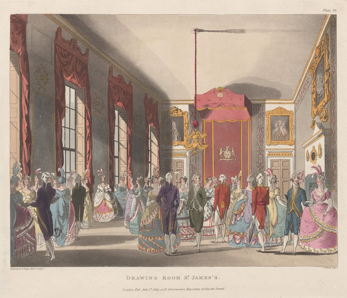 Drawing Room St James's by Thomas Rowlandson, print, 1809
