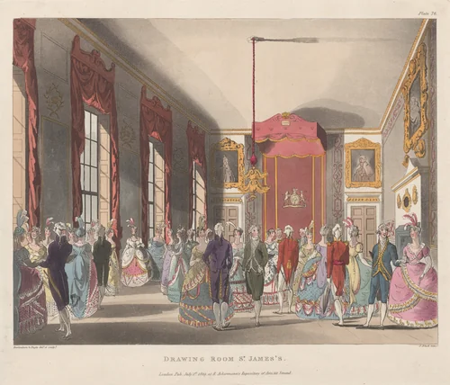 Drawing Room St James's by Thomas Rowlandson, print, 1809