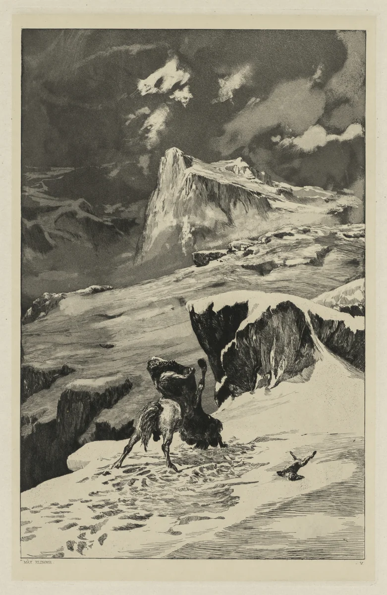 Intermezzo: Battling Centaurs (Opus IV, 4) by Max Klinger, print, 1881