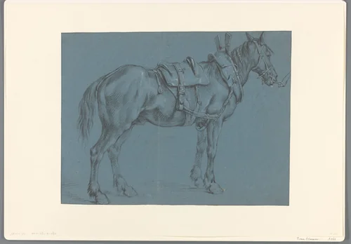 Getoomd en gezadeld paard, naar rechts by Pieter van Bloemen, drawing, 1667-1720