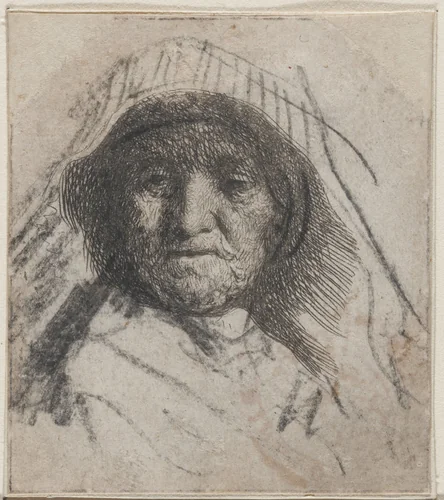 Rembrandts moeder by Rembrandt van Rijn, print, 1628