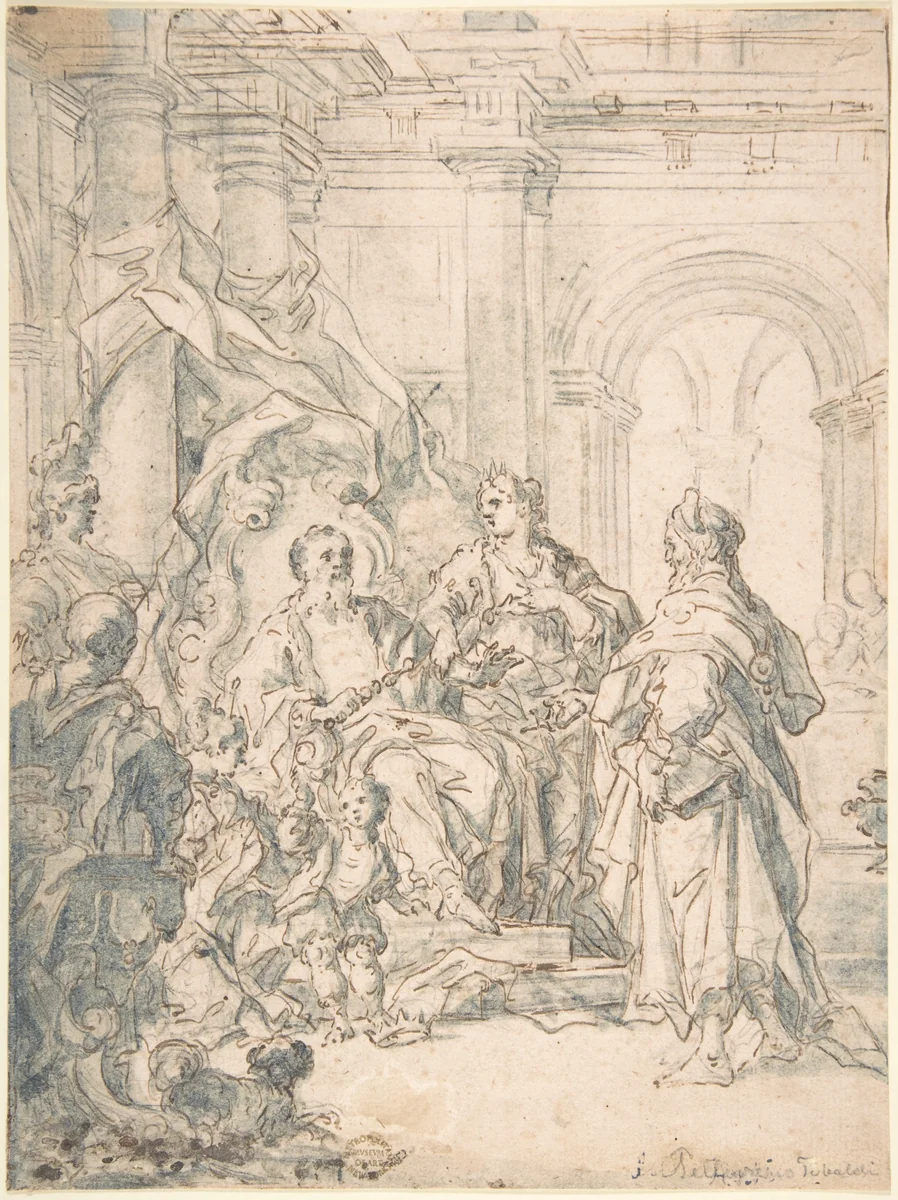 An Audience (recto); Sketch of a nude woman (verso) by anonymous, drawing, 1600-1700