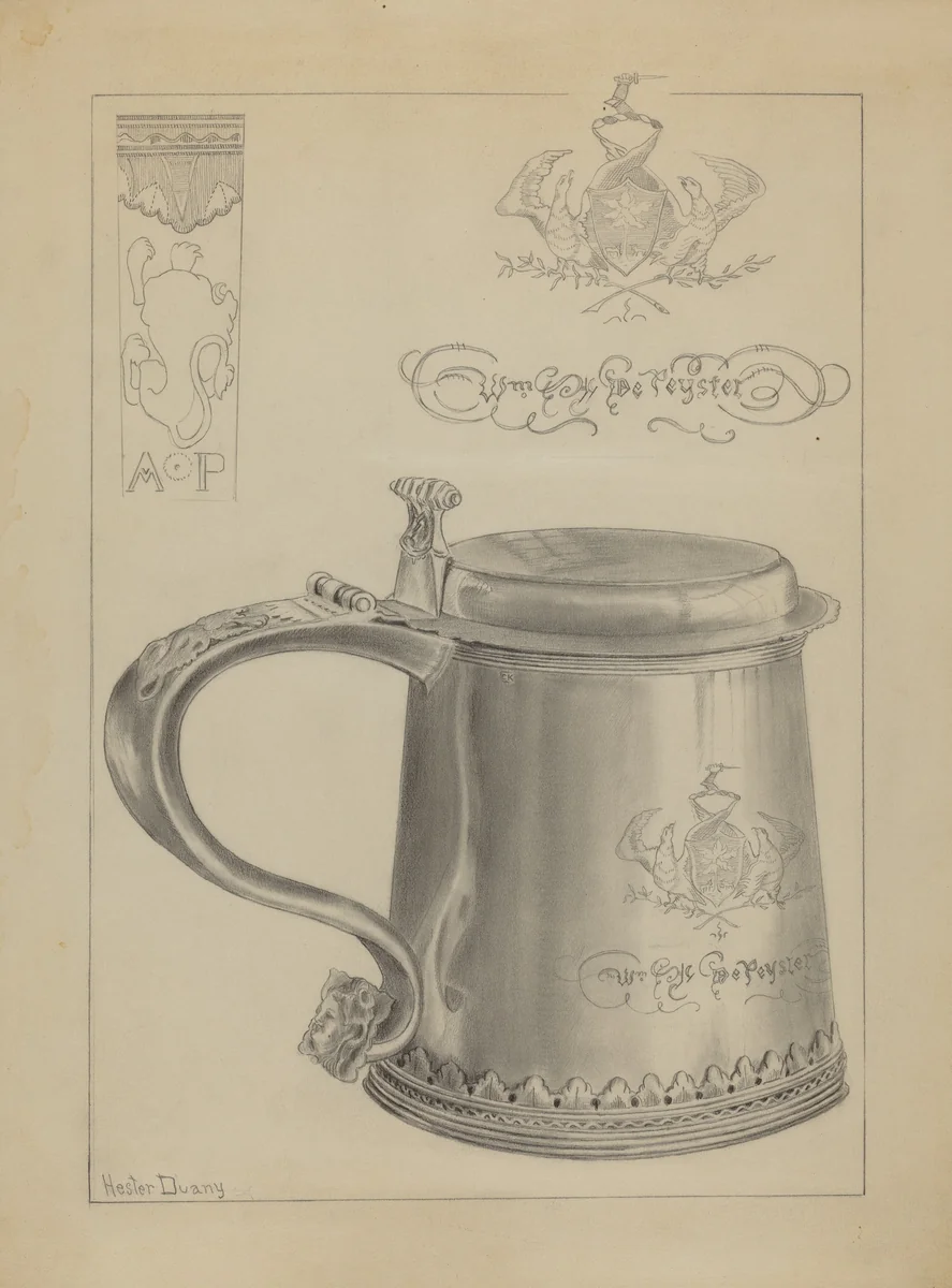 Silver Tankard by Hester Duany, index of american design, 1935-1942