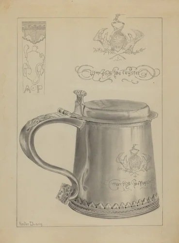 Silver Tankard by Hester Duany, index of american design, 1935-1942