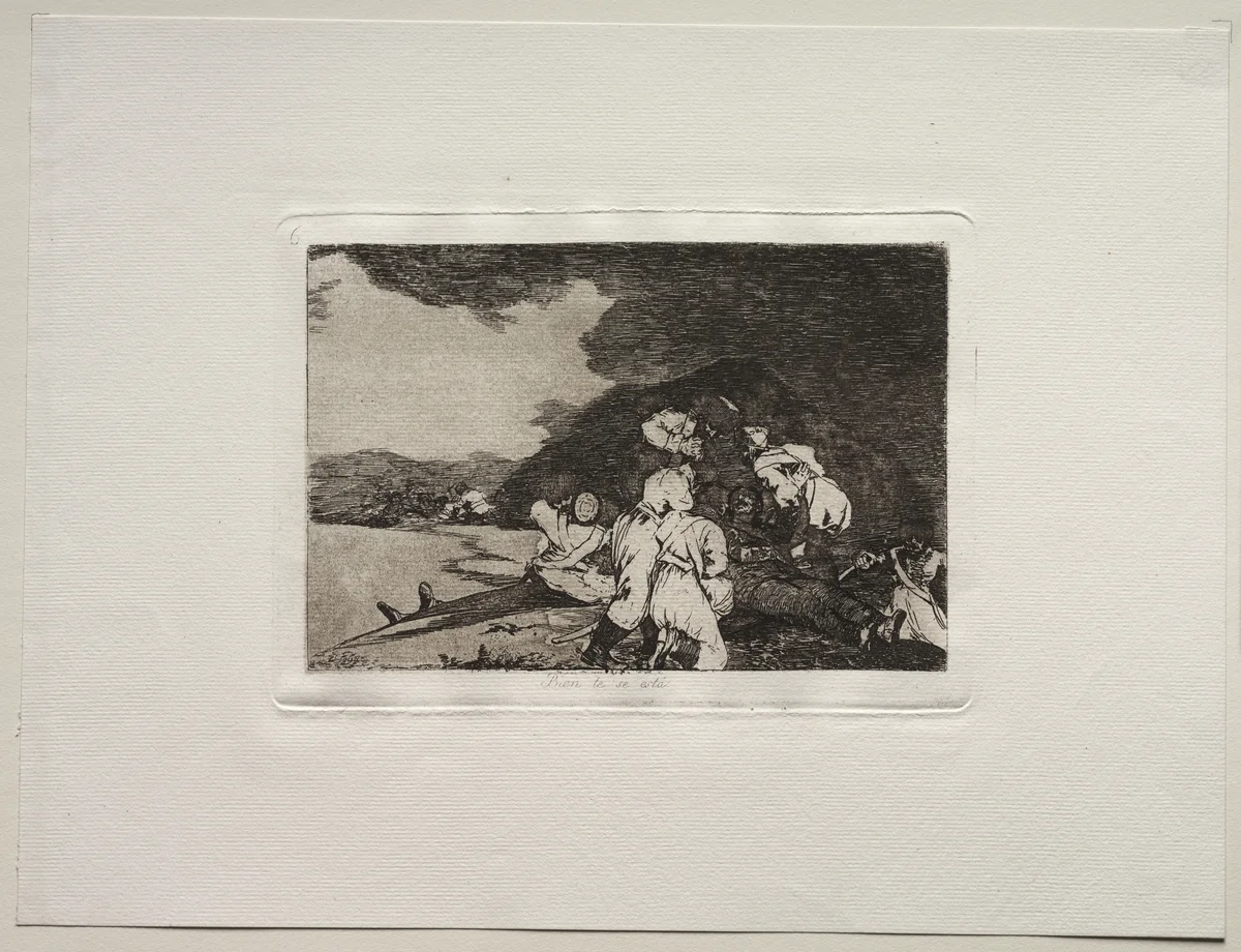 The Horrors of War: It Serves You Right by Francisco de Goya, print, 1810-1820