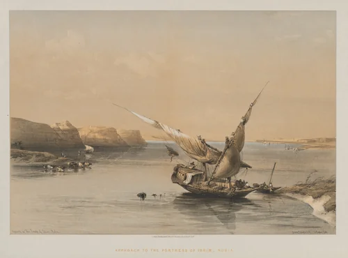 Egypt and Nubia, Volume II: Approach to the Fortress of Ibrim, Nubia by Louis Haghe, print, 1847