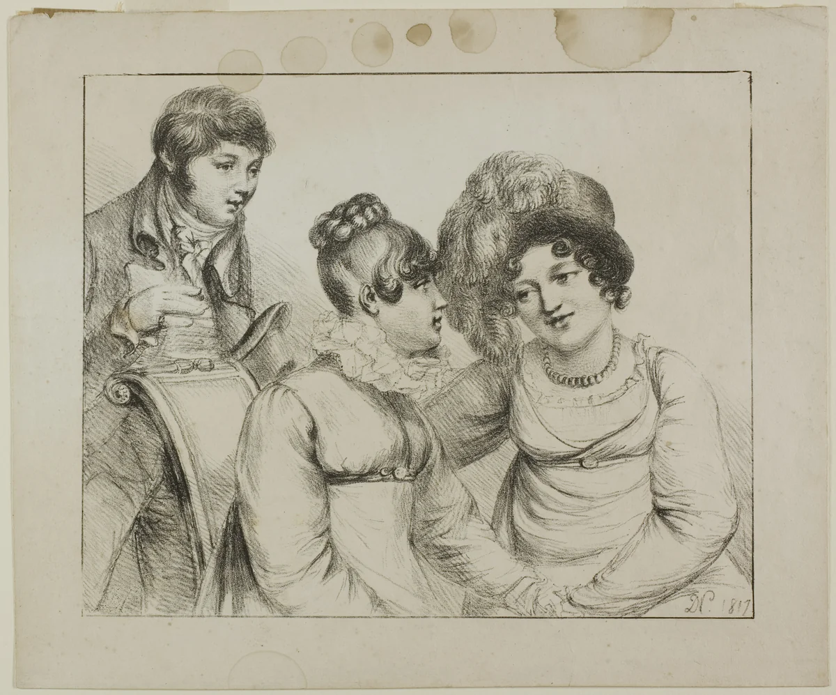 Man and Two Women Conversing by Dominique Vivant Denon, print, 1817