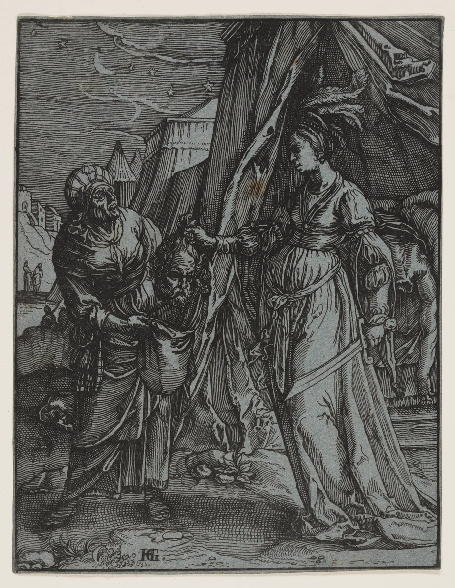 Judith with the Head of Holofernes by Claes Jansz Visscher, print, 1600-1612