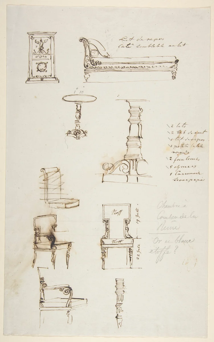 Sketches of Furniture by anonymous, drawing, 1800-1900