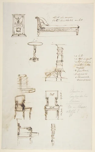 Sketches of Furniture by anonymous, drawing, 1800-1900