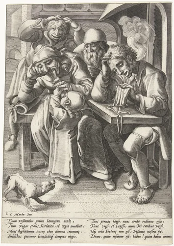 Als het hammetje op is, dan moet men de kale beenen wegslingeren by Unknown, print, 1590-1594