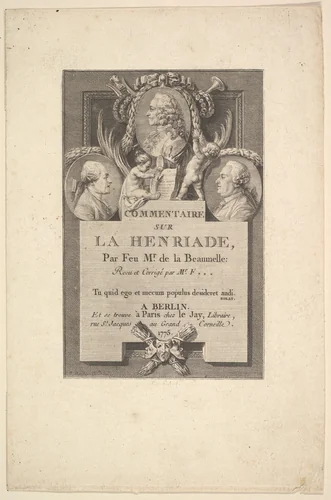 Voltaire, Fréron et la Beaumelle by Augustin de Saint-Aubin, print, 1775
