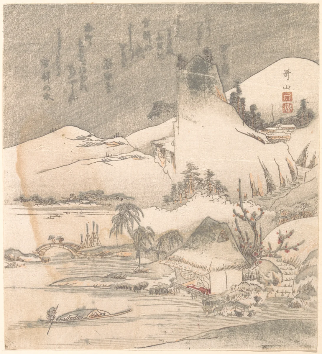 Snowy Landscape by Ishikawa Kazan, print, 1810-1830