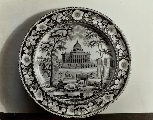 Plate - "Boston State House" by Helmut Hiatt, index of american design, 1936
