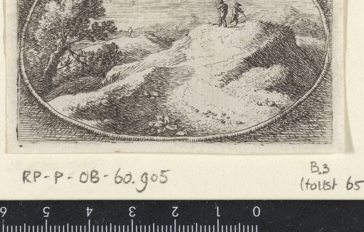 Twee figuren op een heuvel by Herman van Swanevelt, print, 1650-1655