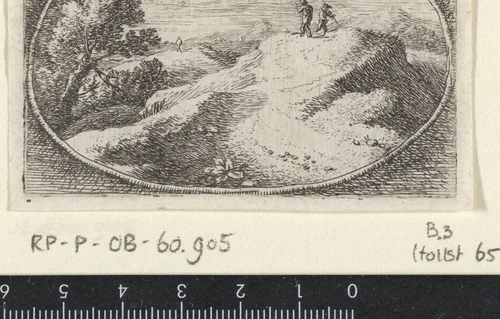 Twee figuren op een heuvel by Herman van Swanevelt, print, 1650-1655