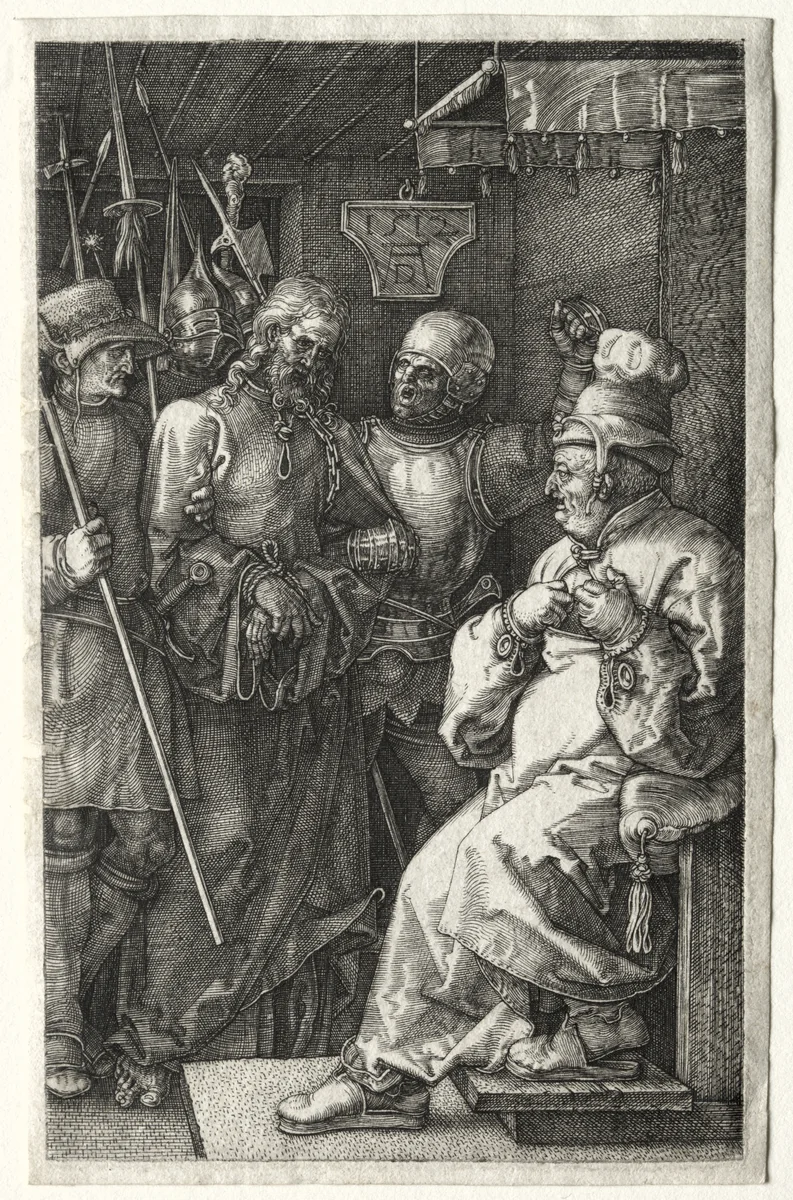 Christ before Caiaphas by Albrecht Dürer, print, 1512