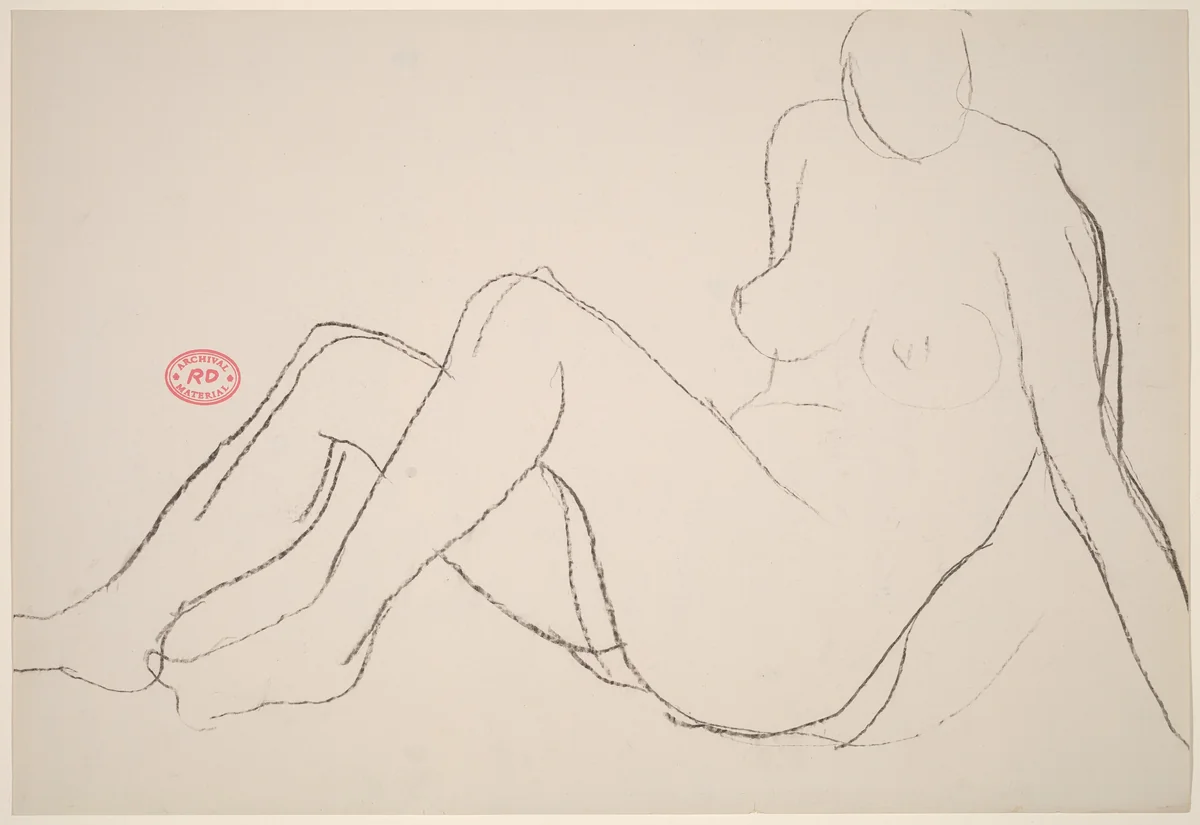Untitled [seated female nude leaning back] by Richard Diebenkorn, drawing, 1955-1967