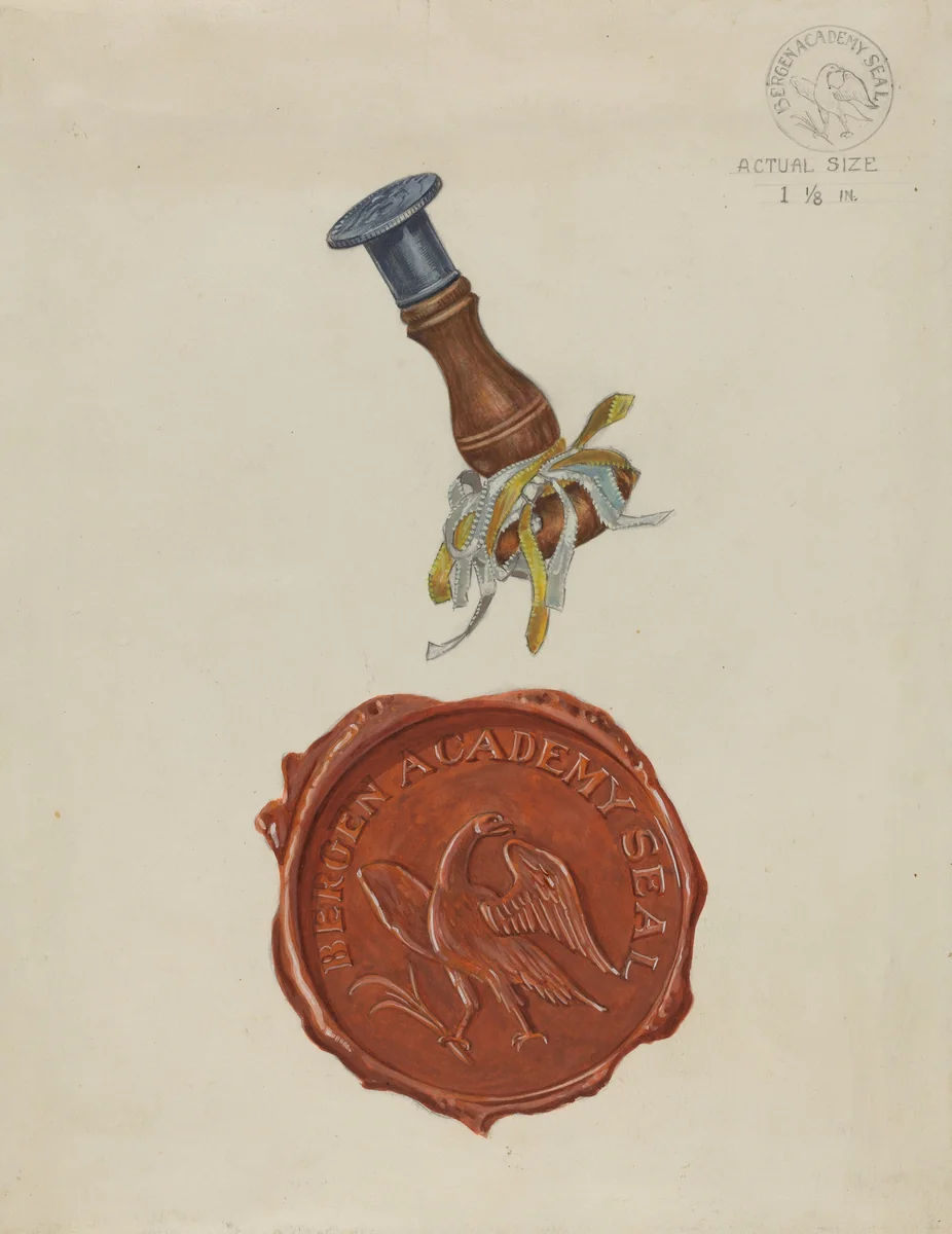 Bergen Academy Seal by Albert Camilli, index of american design, 1936