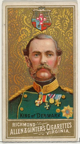 King of Denmark, from World's Sovereigns series (N34) for Allen & Ginter Cigarettes by Allen & Ginter, print, 1889