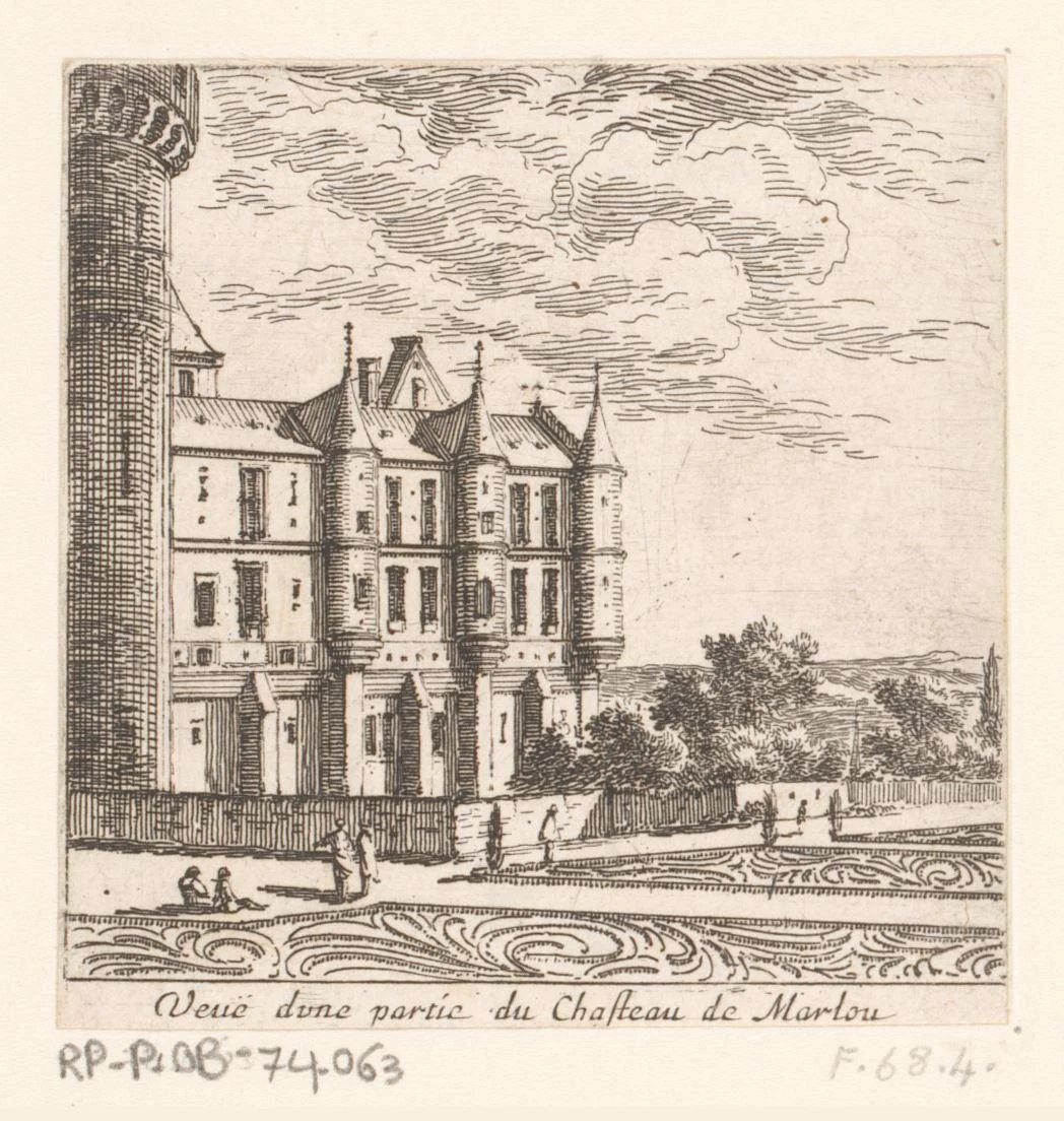 Gezicht op een deel van het kasteel van Marlou by Israël Silvestre, print, 1656