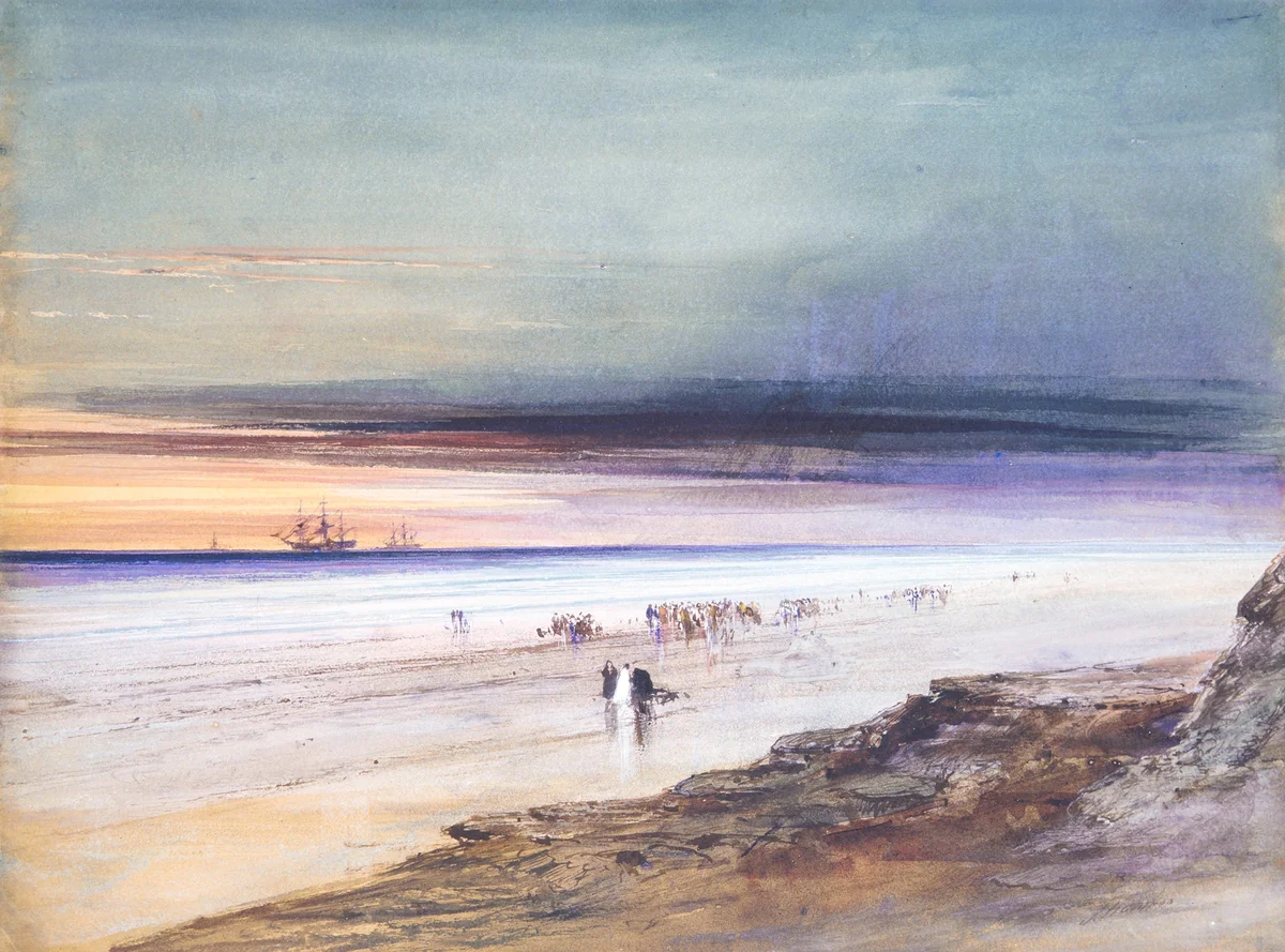 Beach Scene by James Hamilton, artwork, 1862-1868