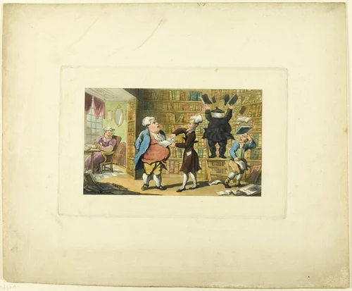 Doctor Syntax and the Book Seller, from The Tour of Doctor Syntax by Thomas Rowlandson, print, 1808-1813