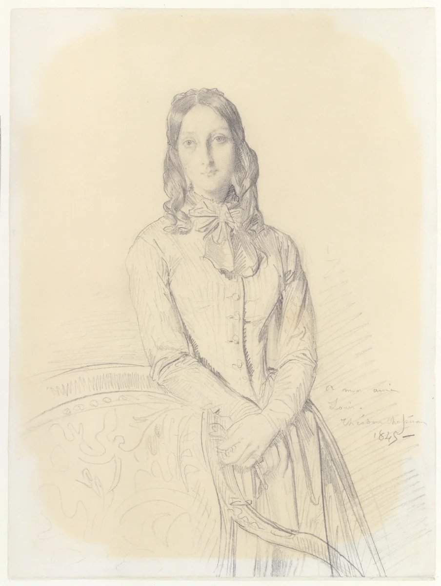 Portrait of Madame Gabrielle Marcotte de Quivières by Théodore Chassériau, drawing, 1845