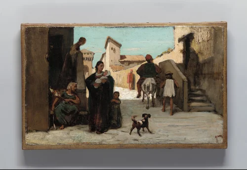 The Fable of the Miller, His Son, and the Donkey No. 4 by Elihu Vedder, artwork, 1864-1868