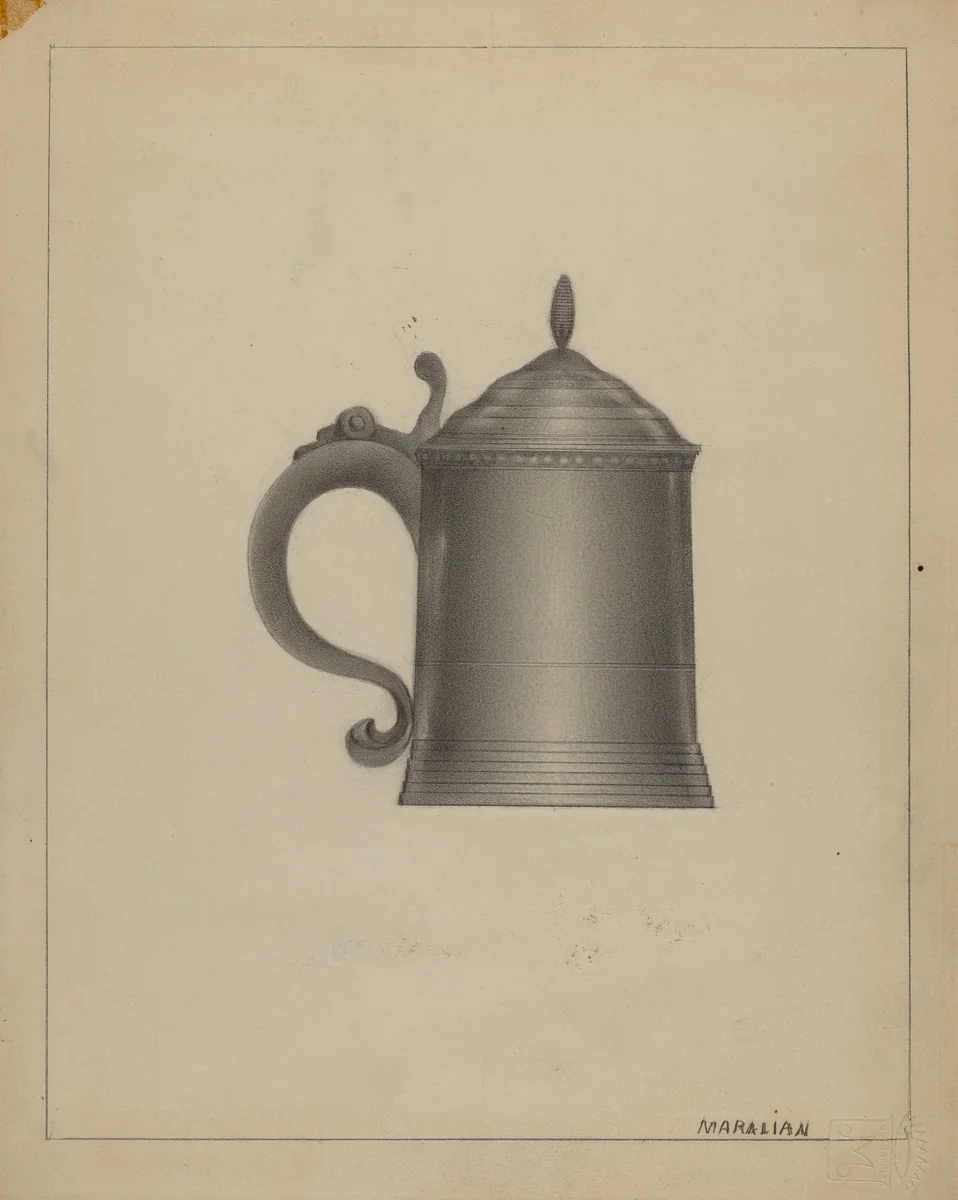 Pewter Tankard by Arsen Maralian, index of american design, 1936