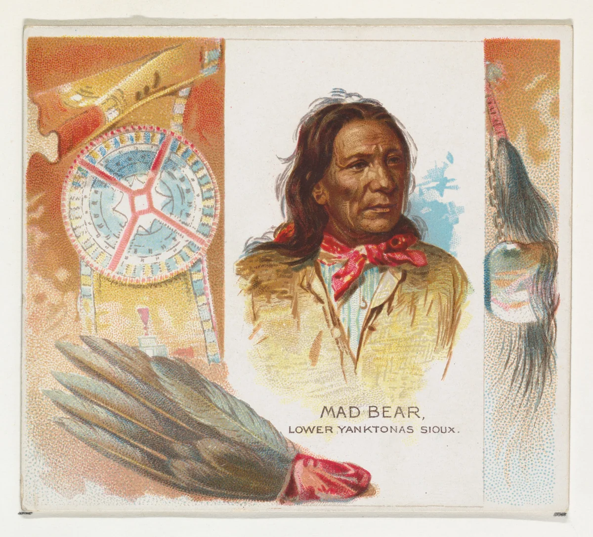 Mad Bear, Lower Yanktonas Sioux, from the American Indian Chiefs series (N36) for Allen & Ginter Cigarettes by Allen & Ginter, print, 1888