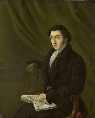 Portrait of Johannes Petrus Schouberg, Stamp Engraver at the Imperial Mint in Utrecht by Abraham Hendrik Winter, painting, 1830-1855